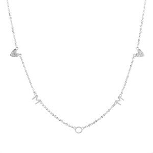 Origami Owl Silver "MOM" w/ Pave Hearts Chain Necklace 16-19”